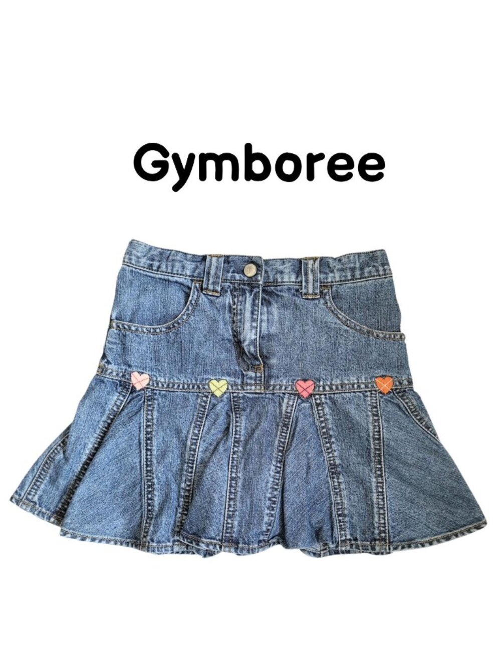 GYMBOREE Blue Adjustable Waist 100% Cotton Denim Jean Skort - Girls 8